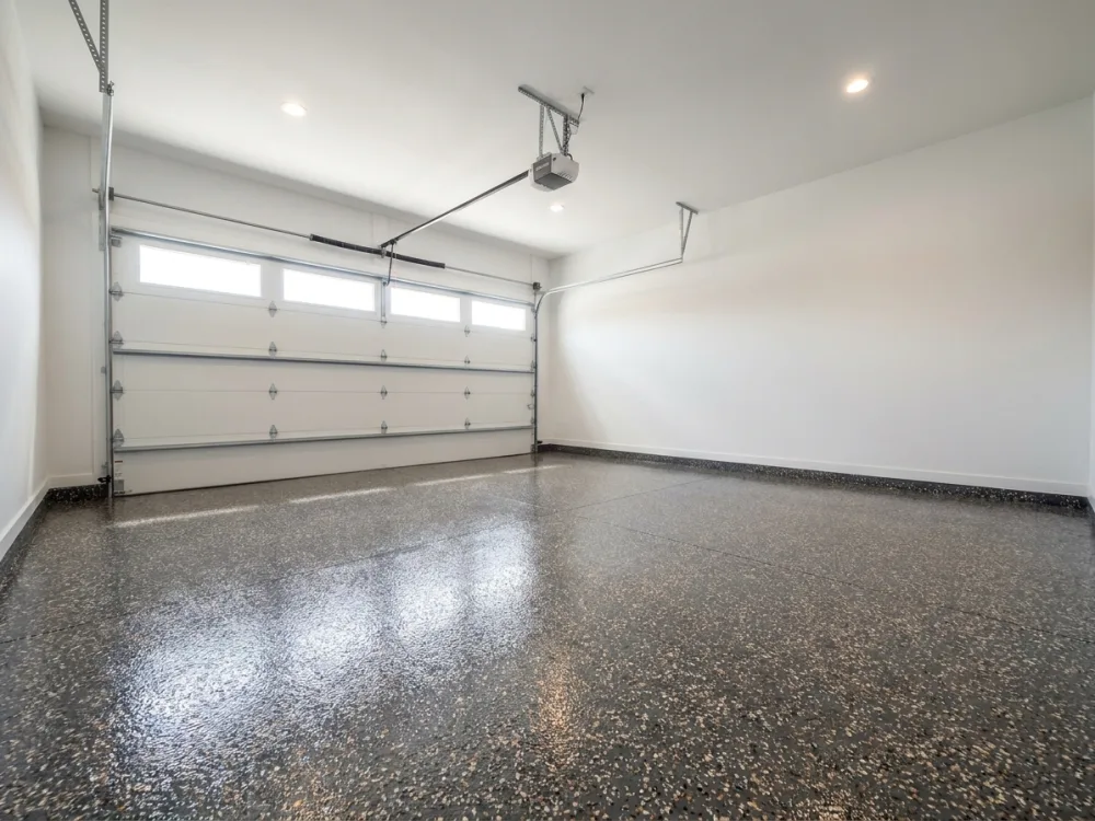 Garage floor coating with a flake finish in an Elgin, IL garage